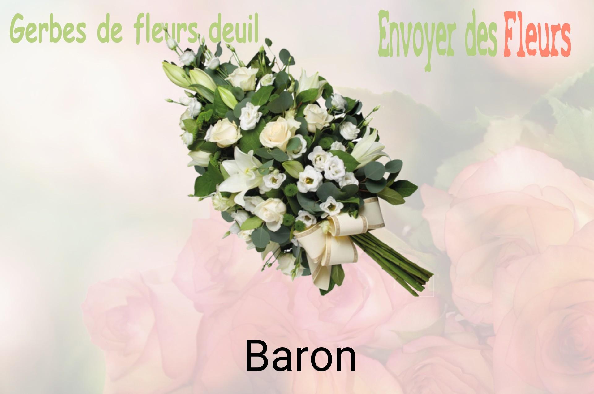 Gerbe de fleurs de deuil livrée à Baron